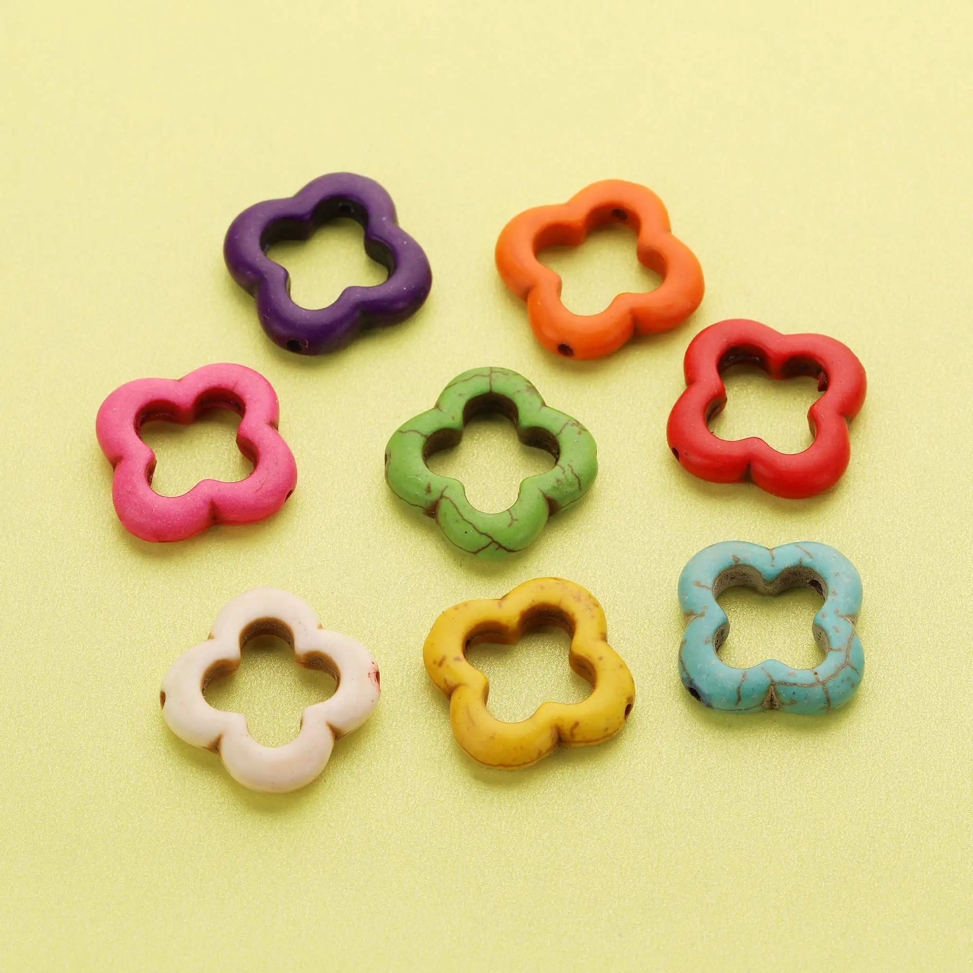 

10Pcs 20MM Dyed Color Four Leaf Clover Turquoise Stone Beads,Flower Stone Beads,DIY Beading Supplies 4160056