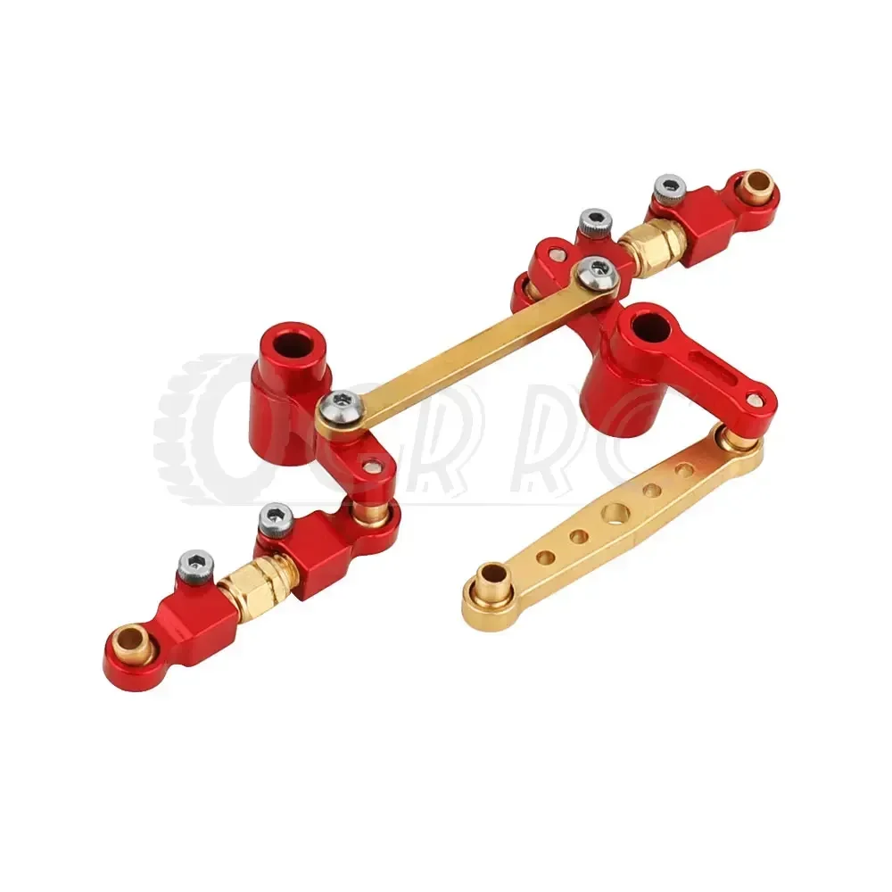 Aluminum Alloy + Brass Steering Assembly Kit With Bearings Rod Link Servo for 1/14 MJX 14209 14210 RC Car Metal Upgrade Parts