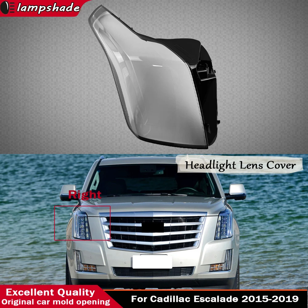 Car Headlight Glass Lens Cover For Cadillac Escalade 2015 2016 - 2019 Lampshade Shell Transparent Auto Light Housing Lamp Caps