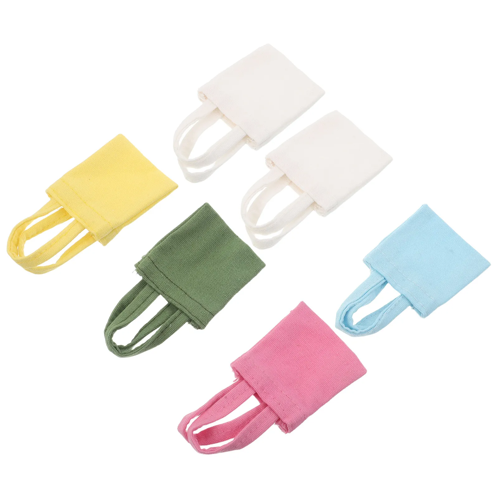 

Набор из 6 миниатюрных холщовых сумок: маленькие сумки-тоуты через плечо для декора миниатюрных домиков, аксессуары для кукольных домиков, реквизит для фотосъемки, поделки