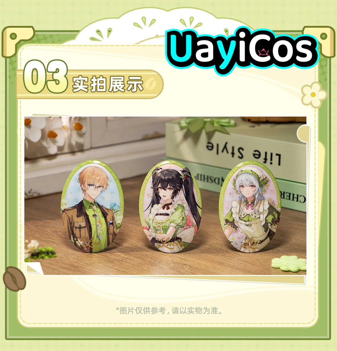 

In stock Original GRAY RAVEN:PUNISHING Lee Lucia Liv Tinplate Badge Brooch Pins Ornament Doll Gray Raven Theme Anime Game Toy