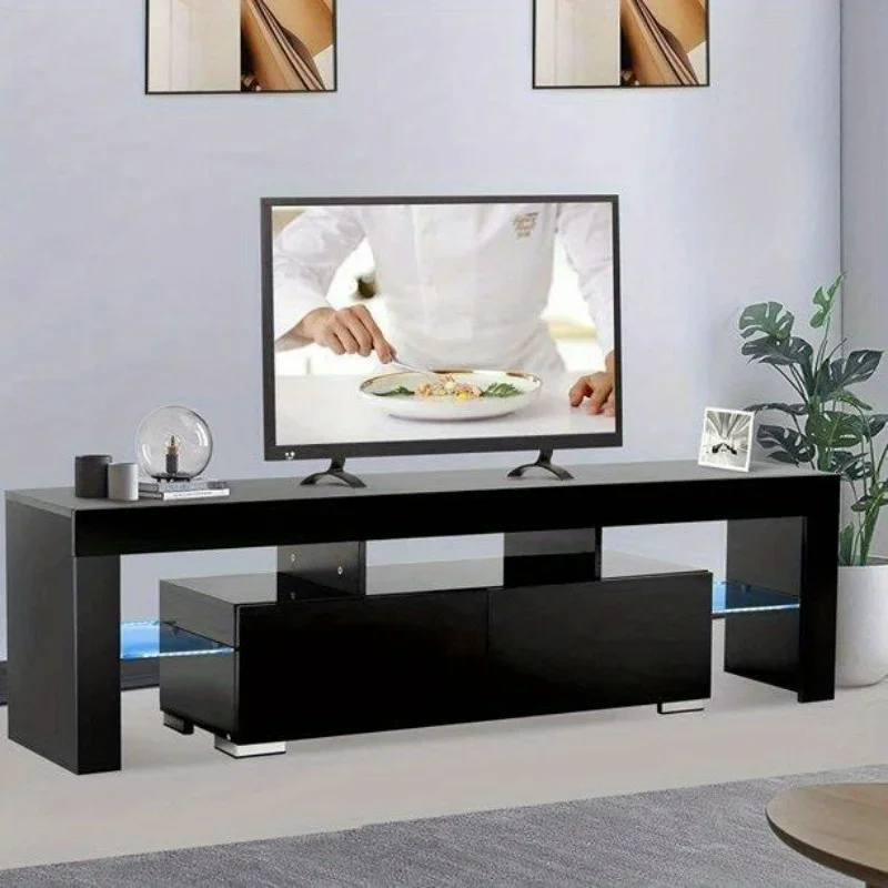 

Modern Glossy TV Stand LED Entertainment Unit Console Media Table for 65" TV