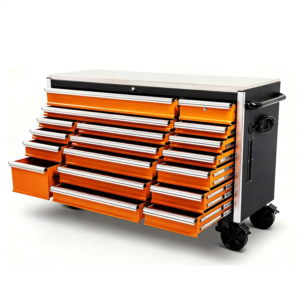 Heavy Duty Tool Chest for Garage Wooden Top 18 Drawers Trolley Large Tool Cabinet with Drawers Cabinet with Casters Tool Cart