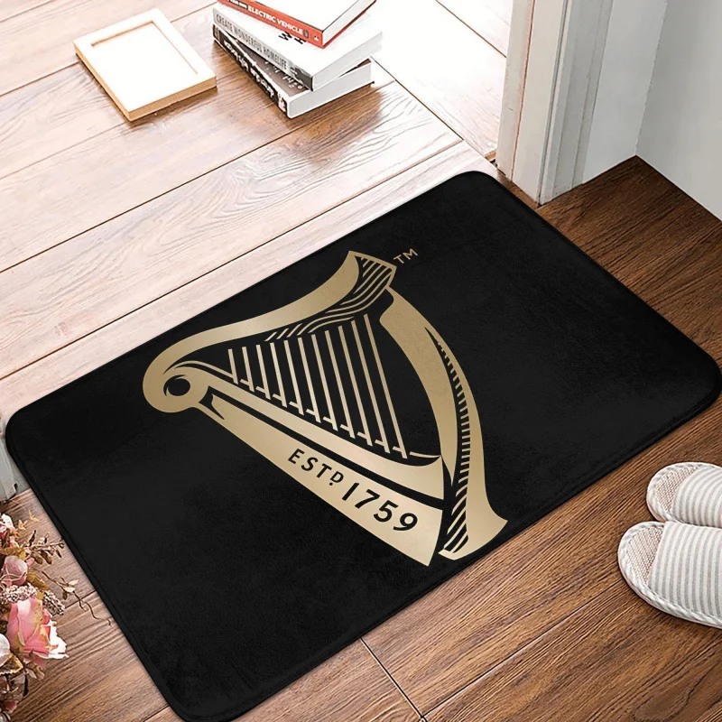 VIKAMA Harp ESTD 1759 Doormat, Non-Slip Entrance Rug, Luxury Gold Floor Mat, Decorative Indoor Outdoor Welcome Mat for Home Rug