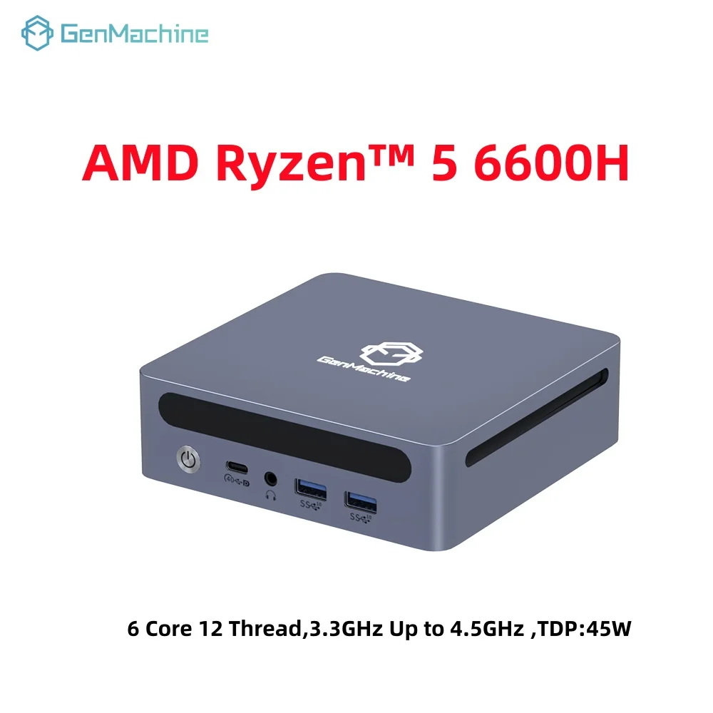 

Genmachine AMD Ryzen 6600H 7735HS МИНИ-ПК Windows 11 LPDDR5 16G 6400 МГц WIFI6 BT5.2 ПК игры Diy игровой компьютер