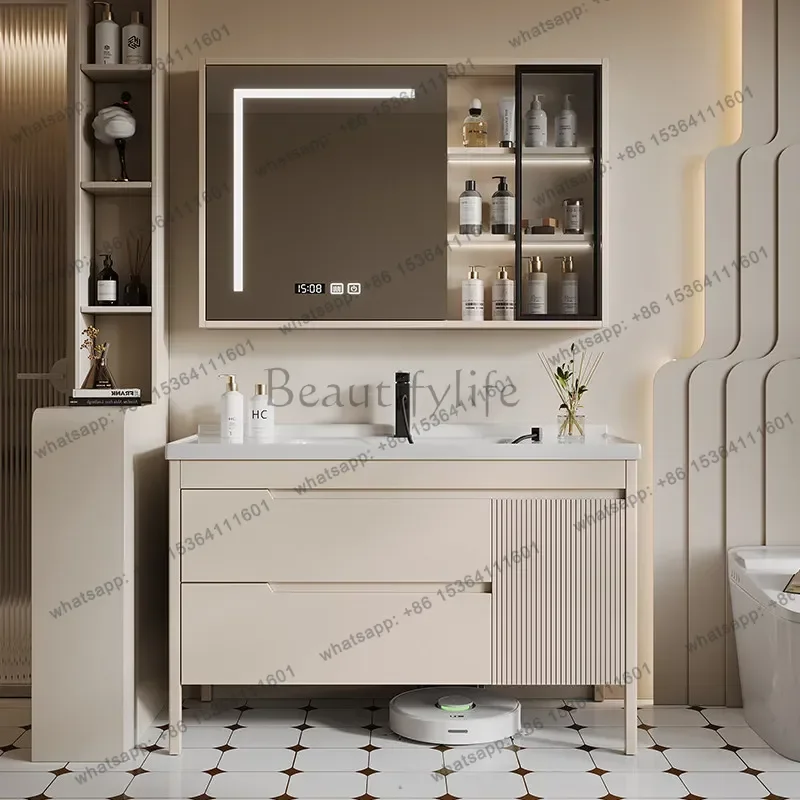 French oak paint bathroom cabinet combination ceramic integrated basin face wash basin floor type