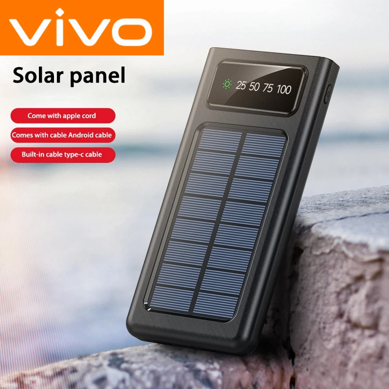 VIVO 200000mAh بنك الطاقة الشمسية 3C شهادة 4 في 1 سعة فائقة مصباح ليد شاحن خارجي شحن سريع بطارية خارجية