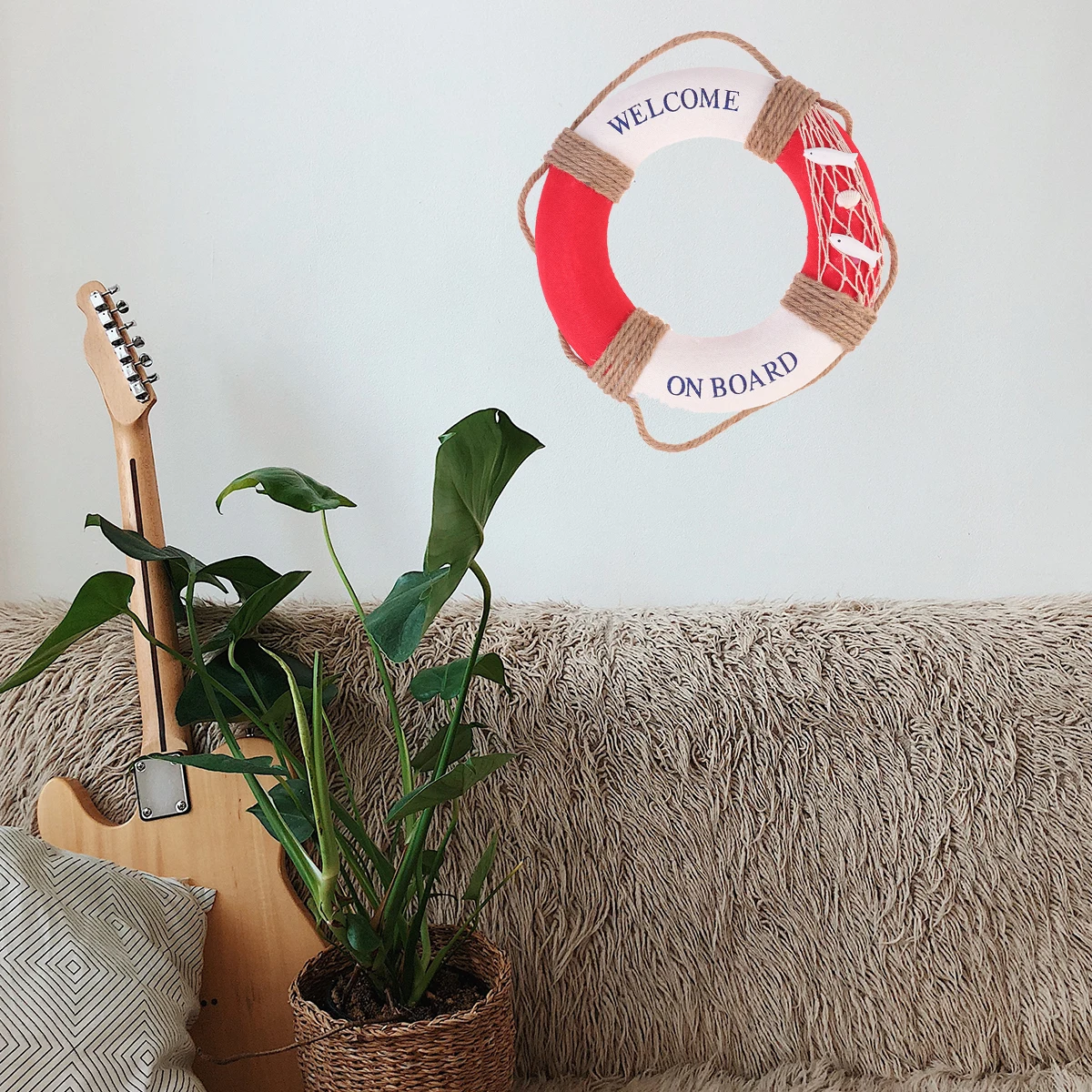 

1Pcs Lifebuoy Hanging Door Sign 30cm Mediterranean Style Red Fish Decoration for Restaurant Cafe Bar Wall Hanging Decoration