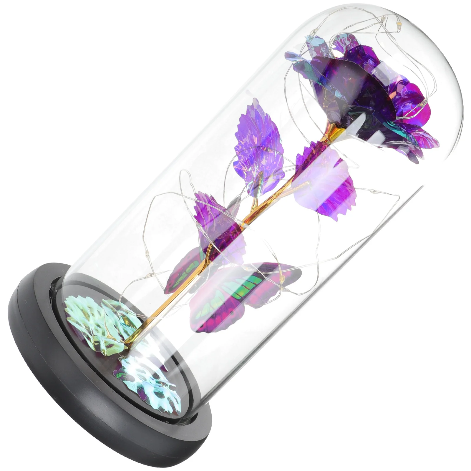 

Glass Cover Craft Ornament Rose Flower Keepsake Valentine's Day Adornment Preserved Roses Dome