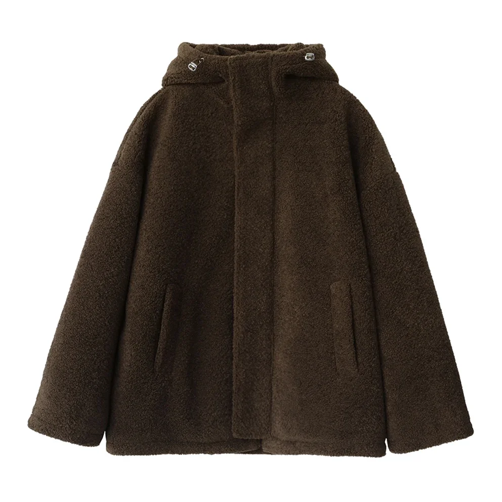 CHIC VEN-Parkas à capuche en fausse fourrure d'agneau pour femmes, manteau en peluche, vestes optiques décontractées, pardessus chaud pour femmes, hiver