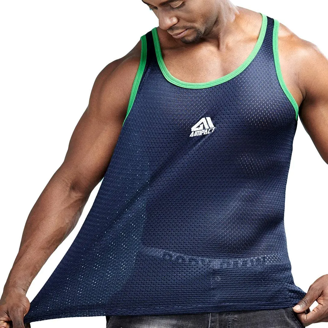 AIMPACT Men Athletic Workout Tank Top Mesh Dry Fit Casual Sleeveless Shirts