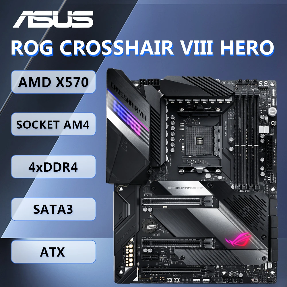 

ASUS ROG Crosshair VIII Hero Motherboard ATX AMD X570 Chipset AM4 DDR4 SATA3 SPDIF M.2 for 2nd 1st AMD Ryzen Processors