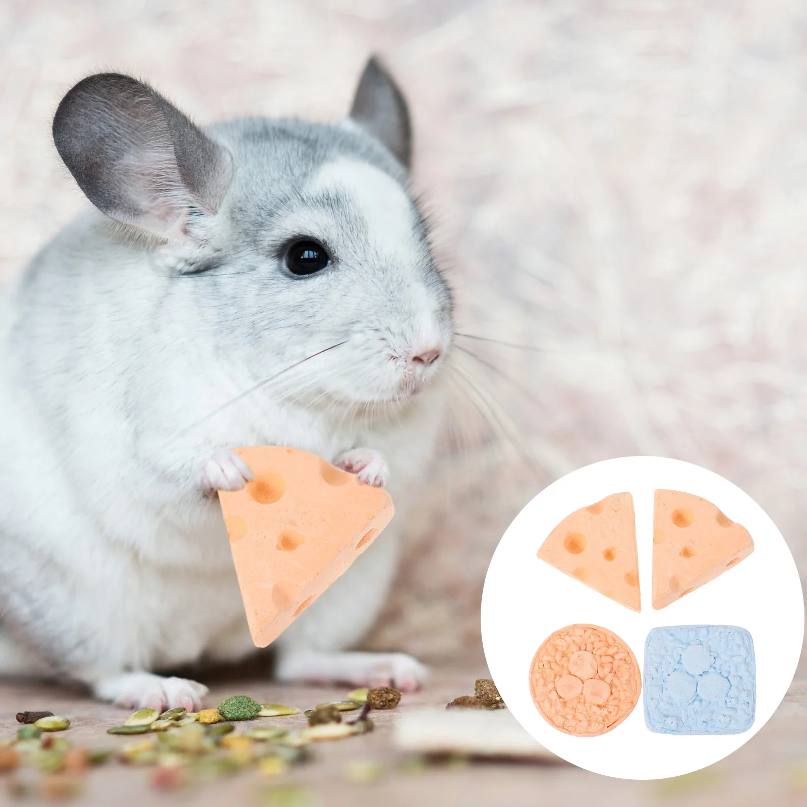 

4Pcs Natural Flour and Mineral Chew Blocks for Small Pets Molar Activity Teeth Health Grinding Stone for Hamsters Rabbits Guinea