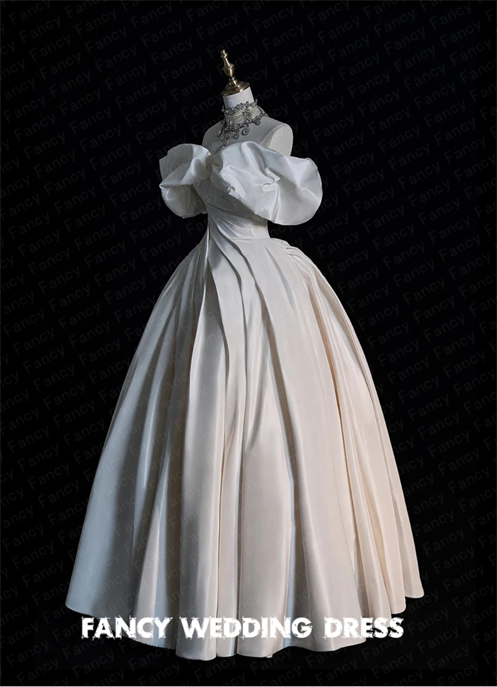 Robe de Mariée en Satin de Style Coréen, Tenue Élégante avec Plis, Longueur au Sol, pour Séance Photo, A-Line Off, Patients Initiés