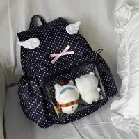 Mochila Ita coreana Y2k de lunares, bolso informal de estudiante de alta capacidad, bolso transparente con alas Kawaii para el dolor, bolso japonés para mujer