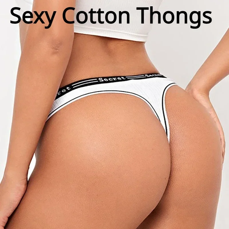 CINVIK Sexy Women Thongs Panties Cotton Underwear Letter Belt Female Thongs Comfort G-string Ladies Briefs Underpants Tangas