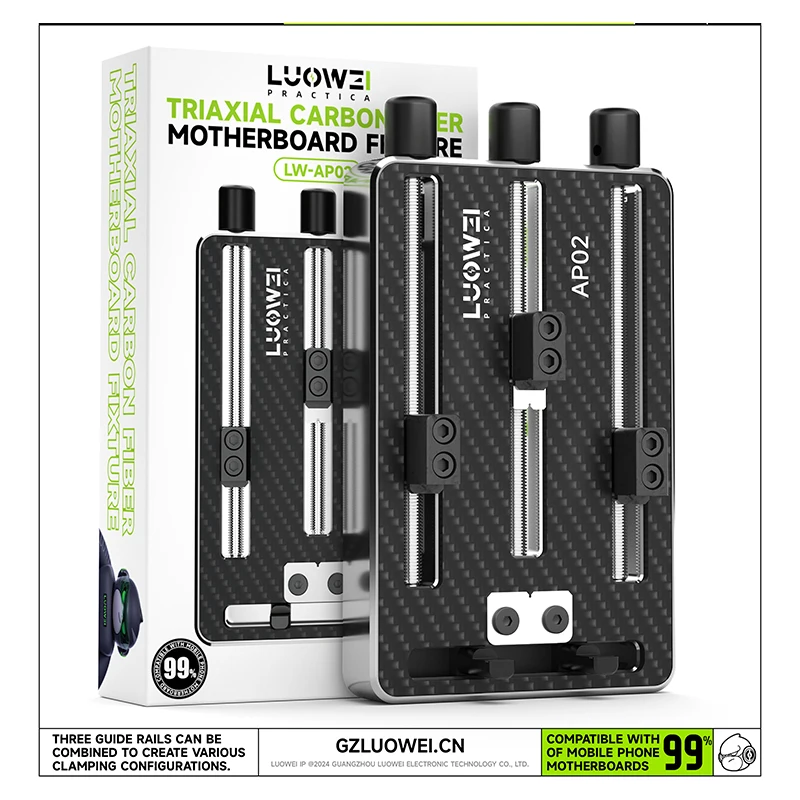 Luowei LW-AP02 triassiale ad alta temperatura in fibra di carbonio dispositivo della scheda madre telefono cellulare PCB riparazione morsetto di saldatura fisso