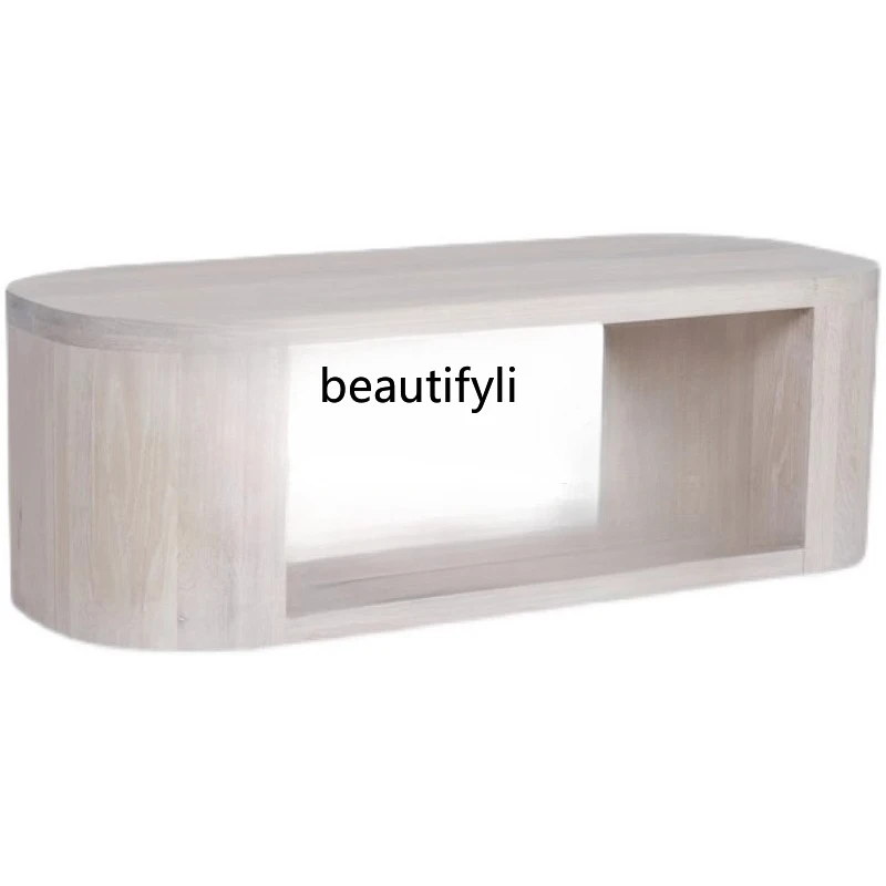 

Nordic solid wood rounded corner coffee table modern simple living room coffee table creative homestay tea table,