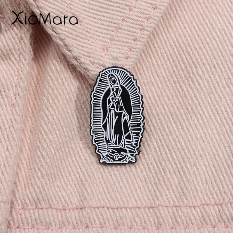 Our Lady of Guadalupe Enamel Pin Blessed Mother Catholic Feast Brooch Lapel Badge Retro Punk Divine Jewelry Accessories