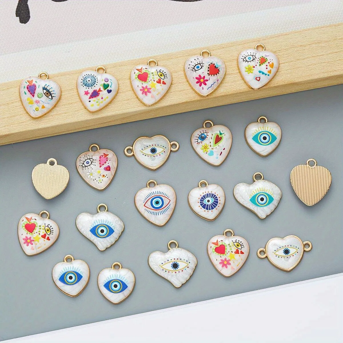 5pcs New Fashion Colorful Heart Eye Enamel Charms Style Personalized And Trendy Alloy Pendants For Making Handmade DIY Jewelry