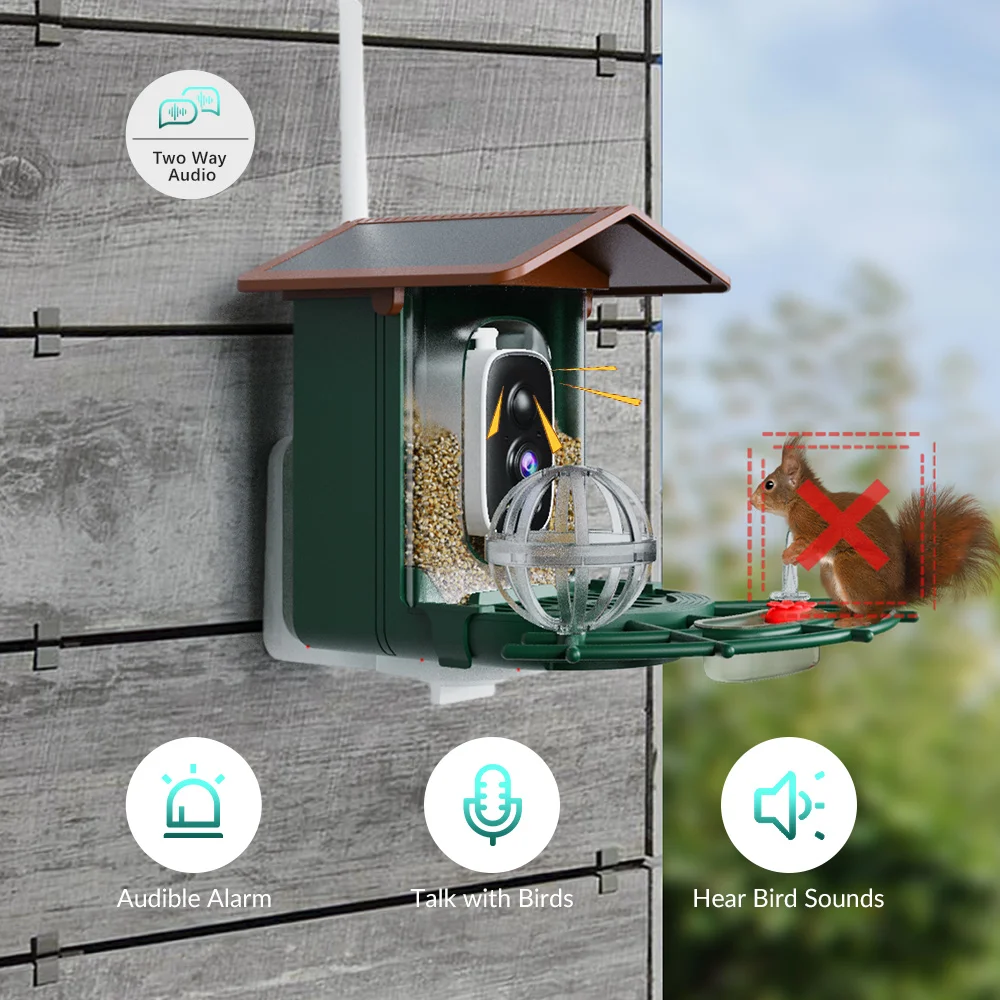 Bird Feeder Camera 4MP 2K HD Bird Video Capture WiFi Solar Battery Powered Camera,Night Vision,Birdwatching,Instant Alerts