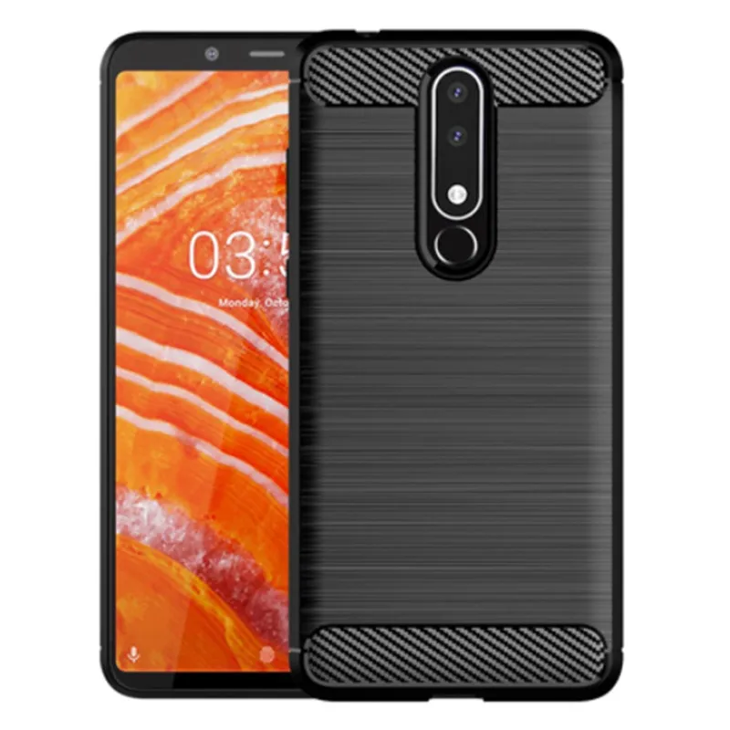 Brushed Case For Nokia 3.1 Plus Luxury Carbon Fiber Phone Back Cover for nokia 3.1plus Matte Silicone TPU Cases Coque Fundas