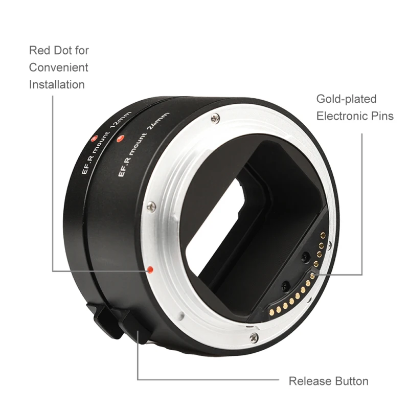 Automatic Extension Tubes 12mm + 24mm R Mount Macro Tubes Sets Lightweight for Canon RF-Mount Lenses Canon R5/R6/R7/R10 Camera