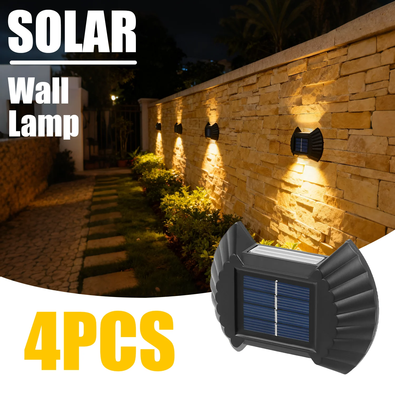 

4 PCS Solar Shell Wall Lamp Outdoor Waterproof Up And Down Luminous Lighting Garden Decor