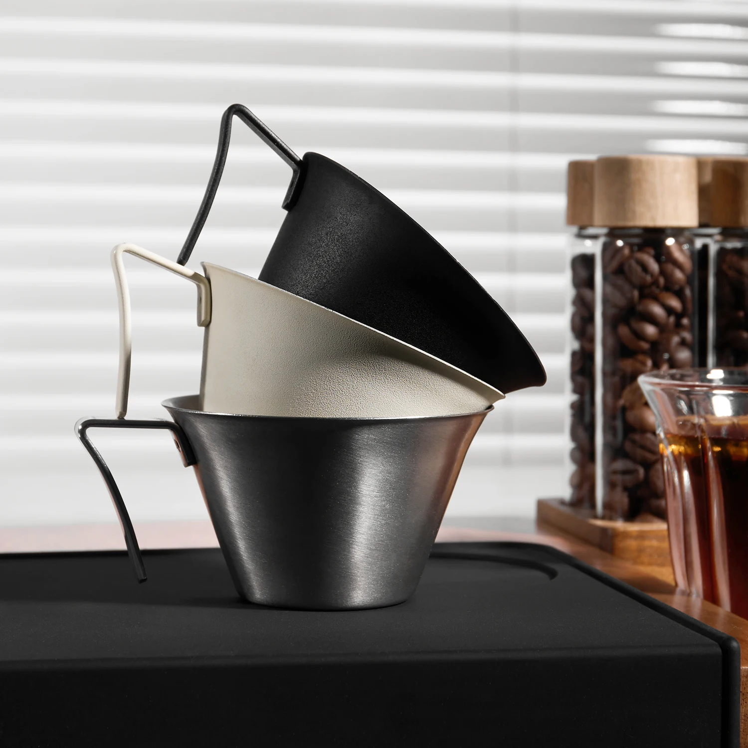 100 مللي كوب استخراج الإسبريسو 304 الفولاذ المقاوم للصدأ مع مقياس سميكة رائعة أونصة فنجان القهوة اكسسوارات المطبخ مقهى المنزل #2