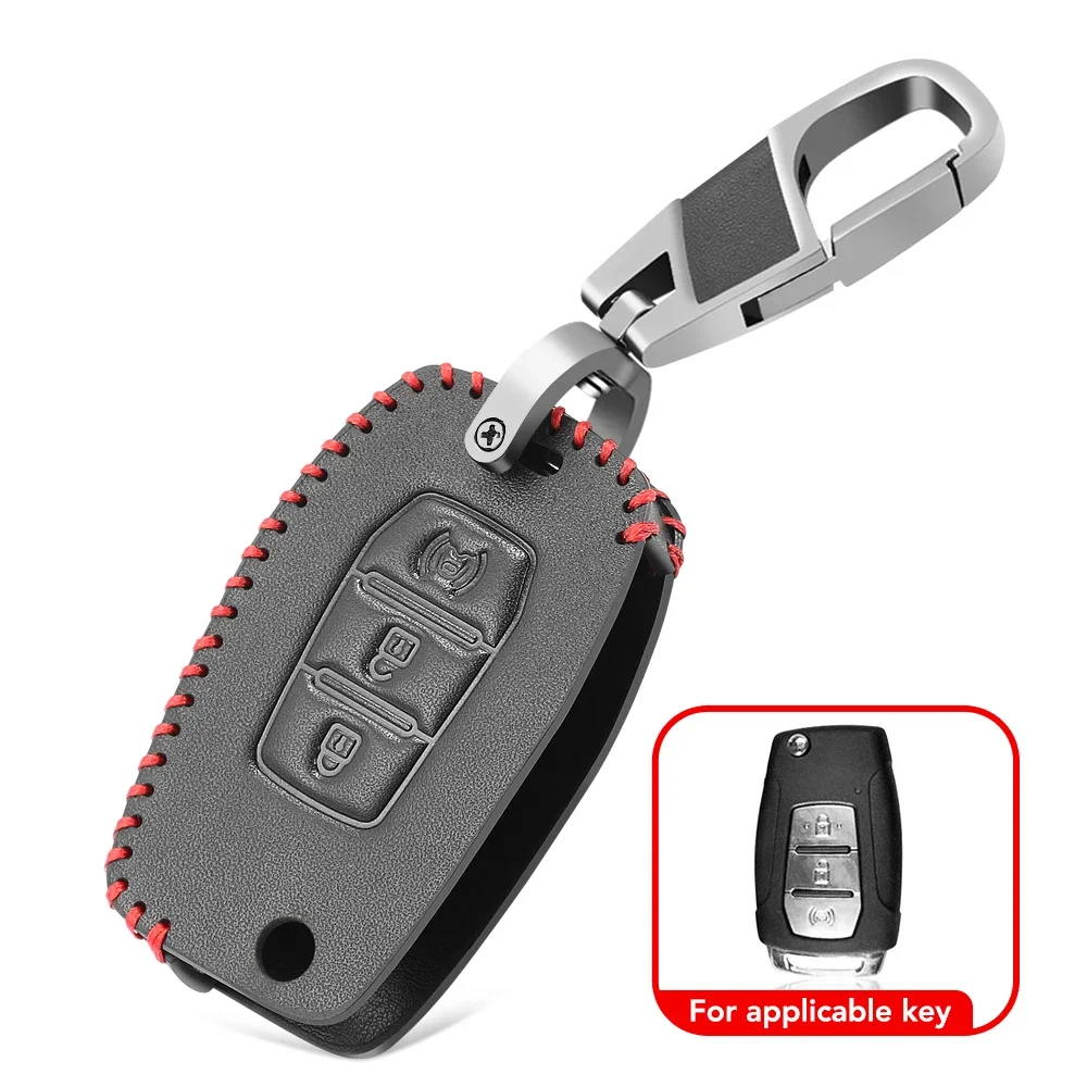 Leather Car Key Cover Case for SsangYong Kyron Actyon Tivolan Korando Rexton Tivoli Key Holder Car Key Accessories