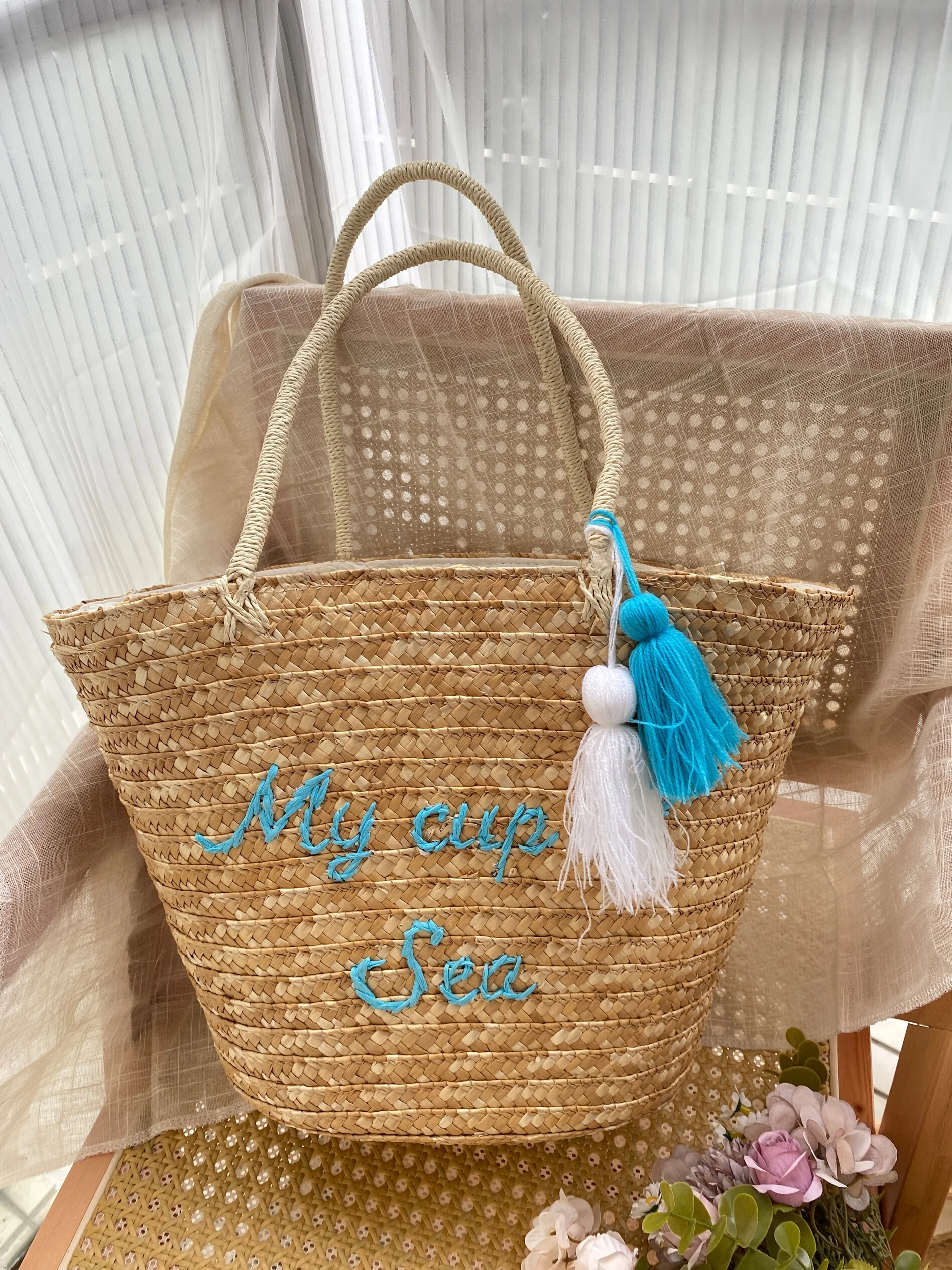 2024 Nieuwe Vrouwen St Geweven Buet Tas Strand Draagtas Retro Mand Weave Multifunctionele Geborduurde Zomer Handtas