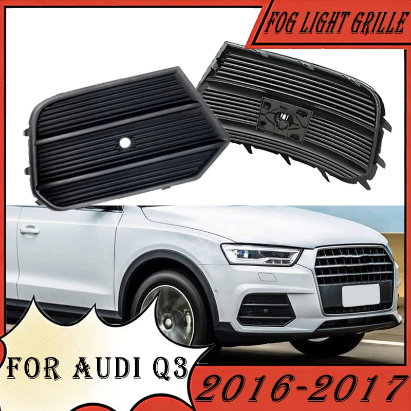 Car Front Bumper Fog Light Grille Cover For Audi Q3 2016 2017 Lamp Shade Frame Trim Panel With Radar Hole Car Accessories