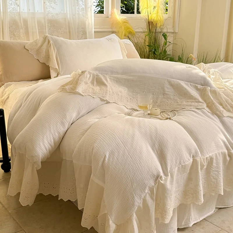 

French style, princess style, skin-friendly, comfortable, cotton, four-piece set.