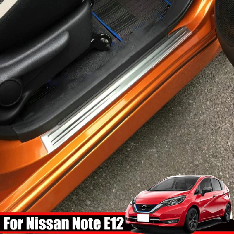 For Nissan Note E12 E-power 2016-2019 steel outer Door Sill Panel Scuff Plate Kick TrimThreshold Step Protector Car Accessories