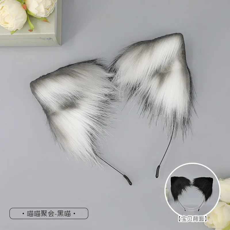봉제 고양이 귀 로리타 머리띠 소녀 만화 모피 헤어 밴드 후프 여성 코스프레 의상 파티 모자를 쓰고 있죠 한국 헤어 액세서리