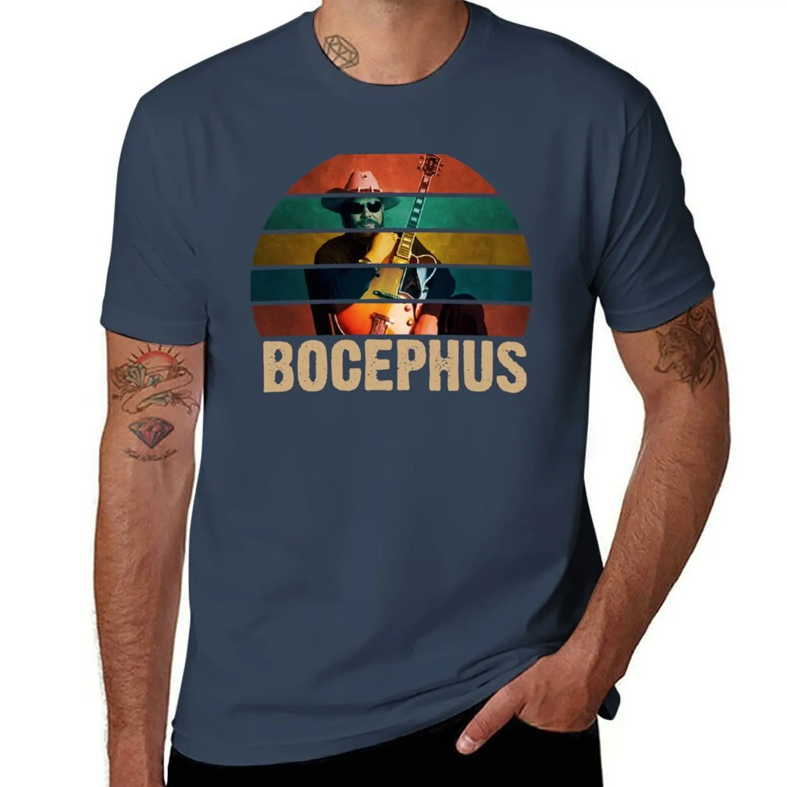 

Bocephus Vintage Retro Hank Jr Distressed Williams Funny Musician T-Shirt Simple Solid Color Crew Neck Tee