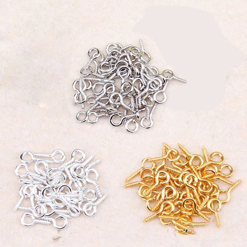 8/10 mm Mini-Schraub-Augennadeln aus Metall, Nietstifte, Haken, Ösen, Schraubgewinde, Anhängerverschlüsse, Schmuckzubehör für die Herstellung von DIY-Zubehör