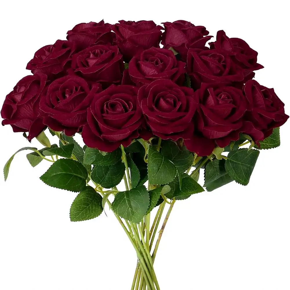 

14-Piece Long Stem Velvet Silk Rose Bouquet for Special Occasions, Gifts, and Home Decor