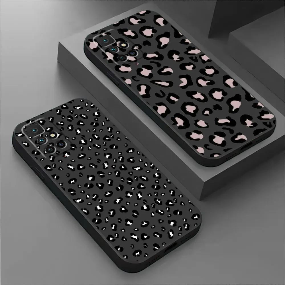 Leopard Print Phone Case for Xiaomi Redmi Note 11S 9S 12 13 Pro 10S 12S 9 8 7 9T 10 8T 11 Pro 11 Black Soft Cover Luxury Matte