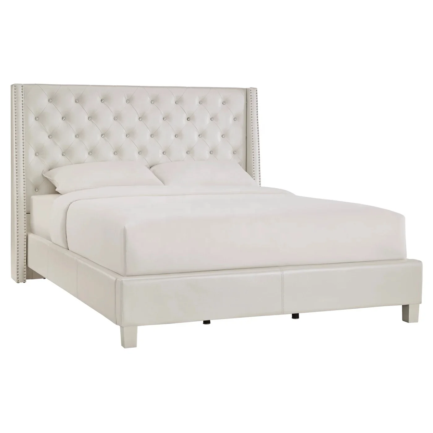 

-ab Crystal Tufted Wingback Leather Upholstered Bed, Twin Full Double Queen King Size