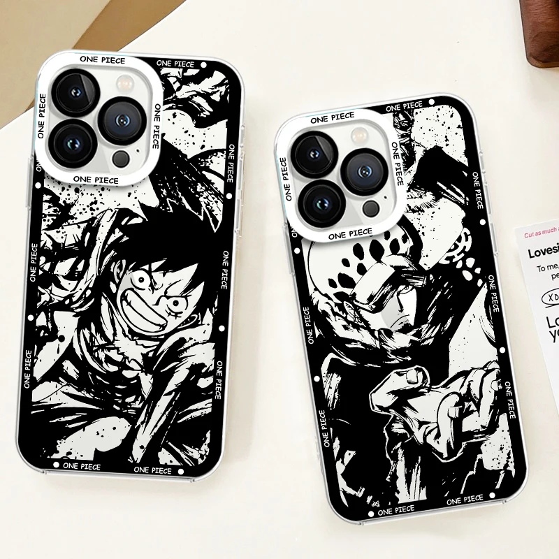 Anime ein Stück ruffy japanische Handy hülle für iPhone 15 14 13 12 11 Mini xs xr x pro max 8 7 plus engel augen transparente Abdeckung