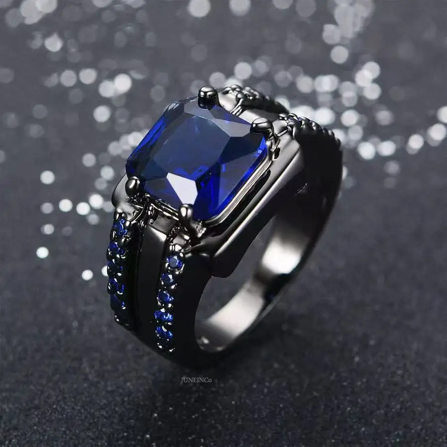 Black basket micro-inlaid zircon gemstone alloy ring set, neutral ring, eco-friendly material jewelry