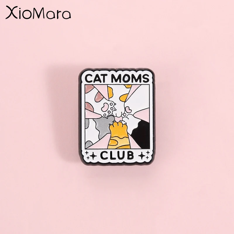 Kawaii Katze Mütter Club Emaille Pin süße Katzenpfote Cartoon Brosche Revers Abzeichen Rucksack Zubehör Geschenke für Freunde