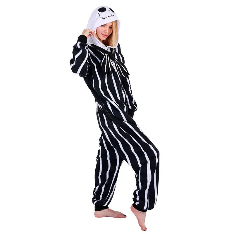 ☆☆A 2025 The Nightmare Before Christmas Jack Skellington Pajamas Winter Lovers Kigurumi Jumpsuits Adult Cartoon Cos New s5g7epp❤