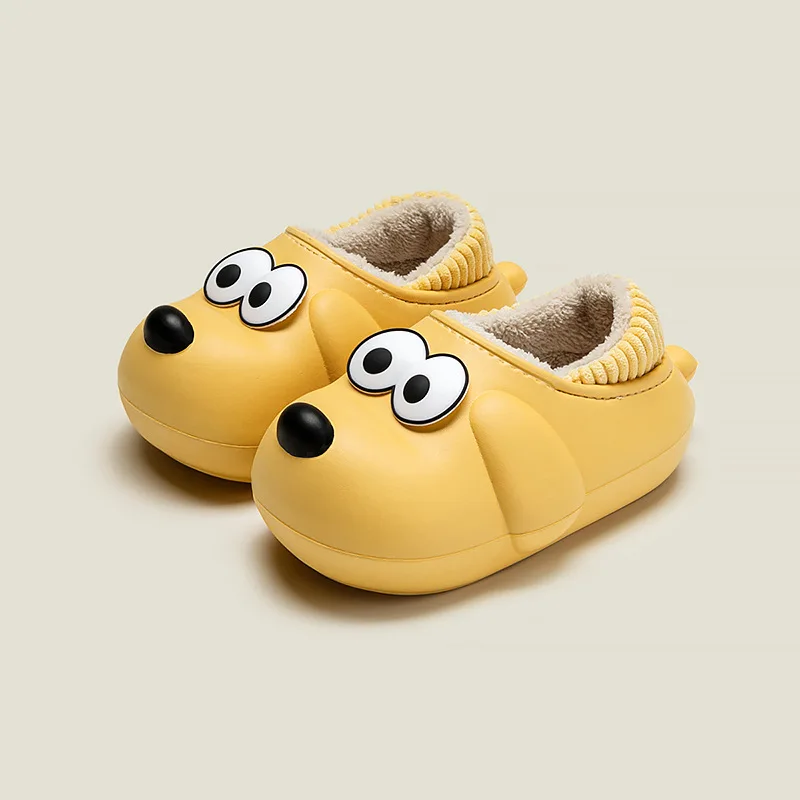 Children\'s Cotton Slippers Boys\' Girls\' Baby Plush Slipper Cute Puppy Indoor Non Slip Home Shoes Waterproof Cotton Shoes