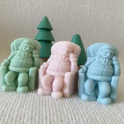3D Sofa Sleep Santa Silicone Candle Molds Christmas Atmosphere Decoration Crafts Resin Plaster Mold Home Gifts Handmade Diy Tool