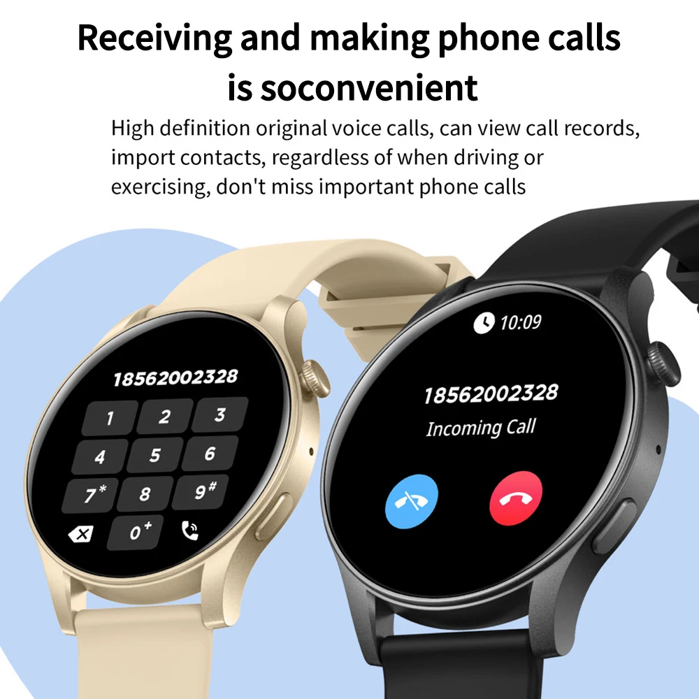 ساعة ذكية رياضية مقاومة للماء للرجال والنساء ، شاشة أموليد ، معدل ضربات القلب ، مساعد صوت ، مكالمة ، سن أزرق ،