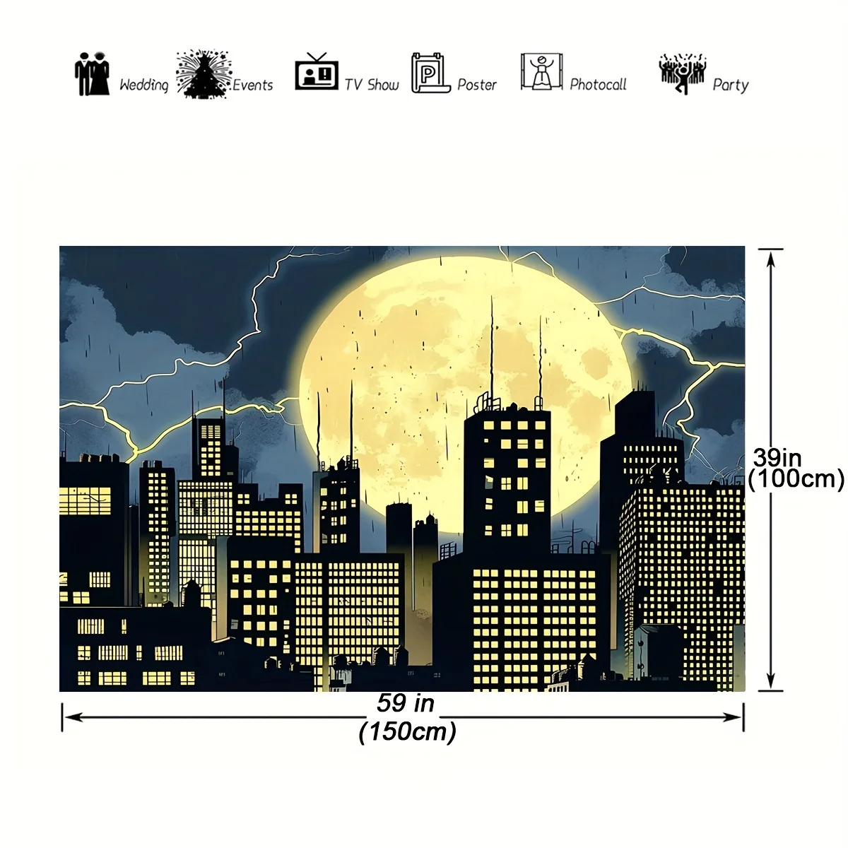 Superhero Super City Photography Background Full Moon Bat Photo Birthday party Background banner Home decor items - Image 3
