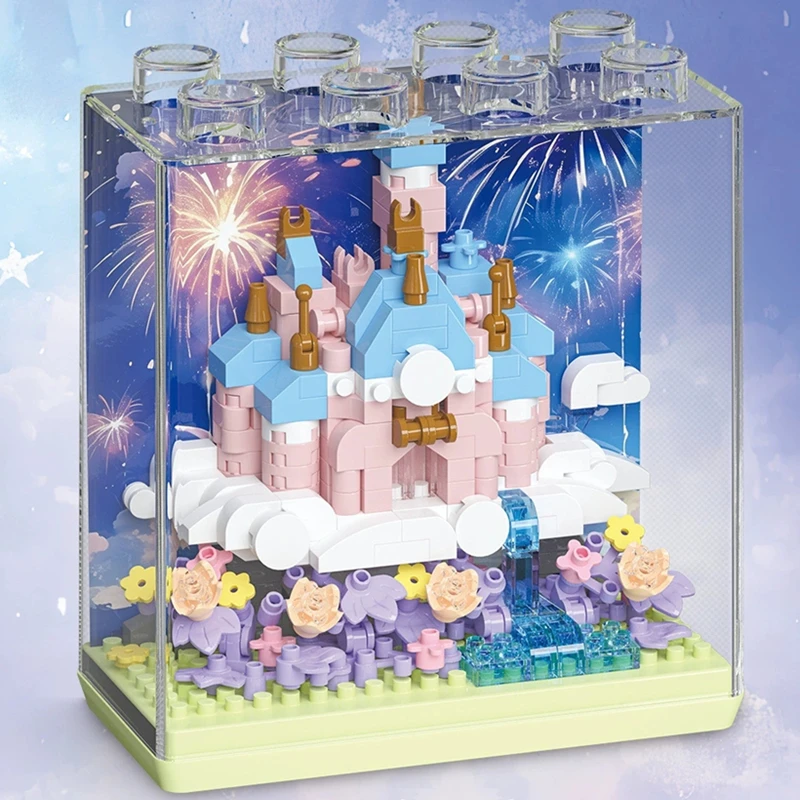 لتقوم بها بنفسك صندوق عرض قصر الجليد الزفاف الكنيسة هاري القلعة خرافة حلم منزل اللبنات نموذج الطوب مجموعات أطفال مجموعات اللعب #2