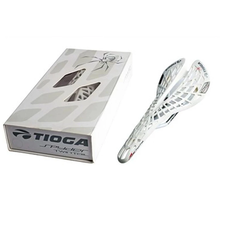 本物のtioga-男性用自転車サドル,マウンテンバイク用の超軽量シート,中空デザイン,141g,黒/白